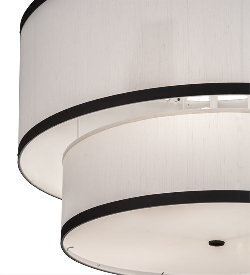 Meyda Lighting Cilindro 37" 3-Light 2-Tier Oil Rubbed Bronze Pendant Light With White Textrene & Statuario Idalight Shade Glass