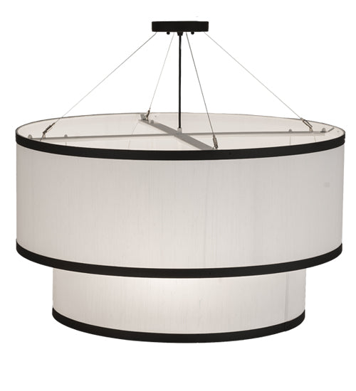 Meyda Lighting Cilindro 37" 3-Light 2-Tier Oil Rubbed Bronze Pendant Light With White Textrene & Statuario Idalight Shade Glass