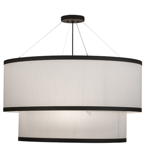 Meyda Lighting Cilindro 37" 3-Light 2-Tier Oil Rubbed Bronze Pendant Light With White Textrene & Statuario Idalight Shade Glass