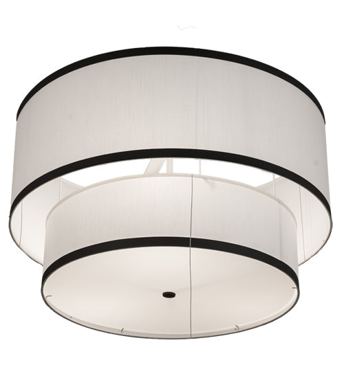 Meyda Lighting Cilindro 37" 3-Light 2-Tier Oil Rubbed Bronze Pendant Light With White Textrene & Statuario Idalight Shade Glass