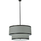 Meyda Lighting Cilindro 37" 3-Light 2-Tier Timeless Bronze Pendant Light With Cream Linen Shade