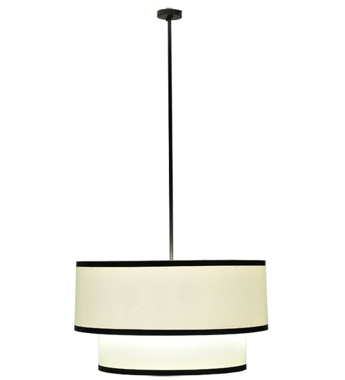 Meyda Lighting Cilindro 37" 3-Light 2-Tier Timeless Bronze Pendant Light With Cream Linen Shade