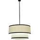 Meyda Lighting Cilindro 37" 3-Light 2-Tier Timeless Bronze Pendant Light With Cream Linen Shade