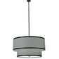 Meyda Lighting Cilindro 37" 3-Light 2-Tier Timeless Bronze Textrene Pendant Light With Cream Linen Shade Glass