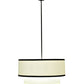 Meyda Lighting Cilindro 37" 3-Light 2-Tier Timeless Bronze Textrene Pendant Light With Cream Linen Shade Glass