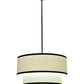 Meyda Lighting Cilindro 37" 3-Light 2-Tier Timeless Bronze Textrene Pendant Light With Cream Linen Shade Glass