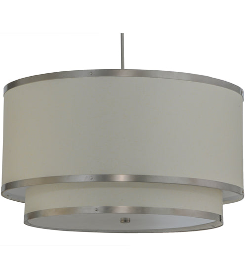 Meyda Lighting Cilindro 37" 6-Light 2-Tier Nickel Powder Coat Pendant Light With White Eggshell Textrene Shade