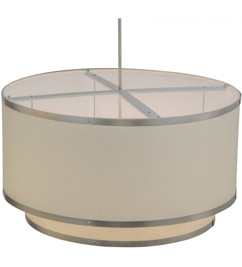 Meyda Lighting Cilindro 37" 6-Light 2-Tier Nickel Powder Coat Pendant Light With White Eggshell Textrene Shade