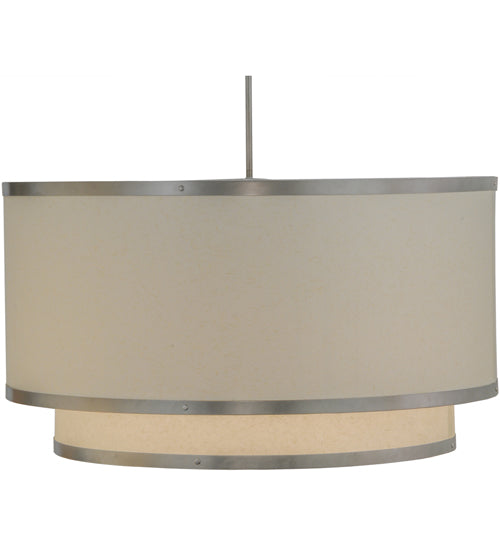 Meyda Lighting Cilindro 37" 6-Light 2-Tier Nickel Powder Coat Pendant Light With White Eggshell Textrene Shade