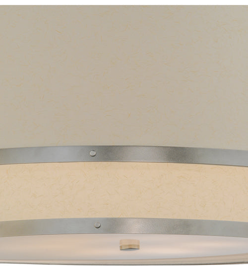 Meyda Lighting Cilindro 37" 6-Light 2-Tier Nickel Powder Coat Pendant Light With White Eggshell Textrene Shade