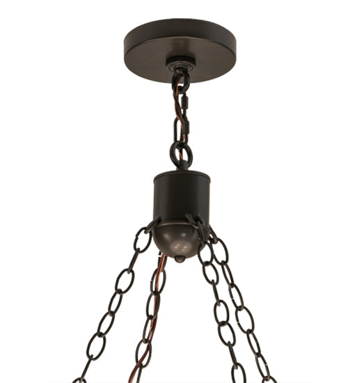 Meyda Lighting Cilindro 37" 6-Light Timeless Bronze Circle X Pendant Light With Natural Textrene And Statuario Idalight Shade