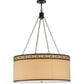 Meyda Lighting Cilindro 37" 6-Light Timeless Bronze Circle X Pendant Light With Natural Textrene And Statuario Idalight Shade