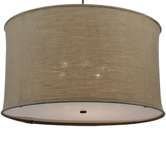 Meyda Lighting Cilindro 37" 8-Light Timeless Bronze Pendant Light With Burlap Textrene Shade