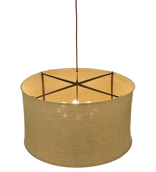 Meyda Lighting Cilindro 37" 8-Light Timeless Bronze Pendant Light With Burlap Textrene Shade