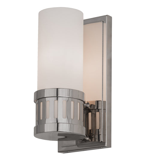 Meyda Lighting Cilindro 4" Polished Nickel Chisolm Wall Sconce With Statuario Idalight Shade Glass