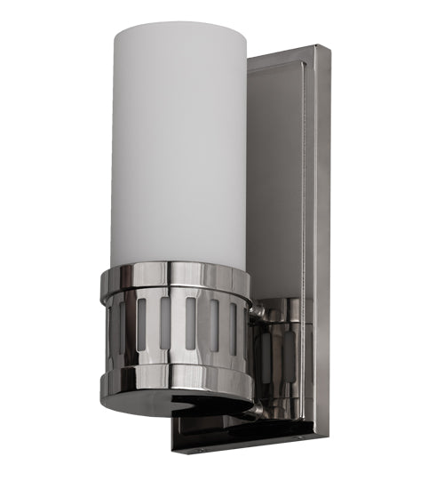 Meyda Lighting Cilindro 4" Polished Nickel Chisolm Wall Sconce With Statuario Idalight Shade Glass