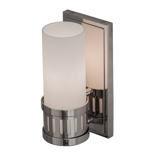 Meyda Lighting Cilindro 4" Polished Nickel Chisolm Wall Sconce With Statuario Idalight Shade Glass