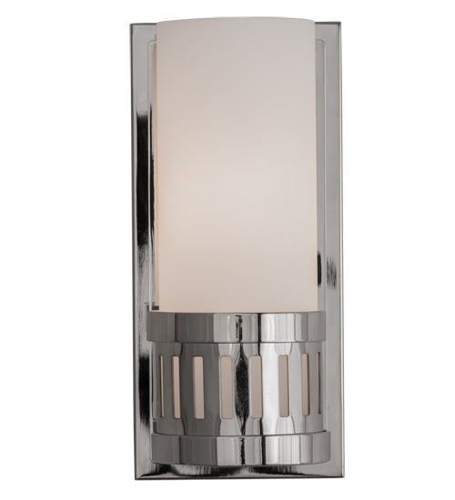 Meyda Lighting Cilindro 4" Polished Nickel Chisolm Wall Sconce With Statuario Idalight Shade Glass