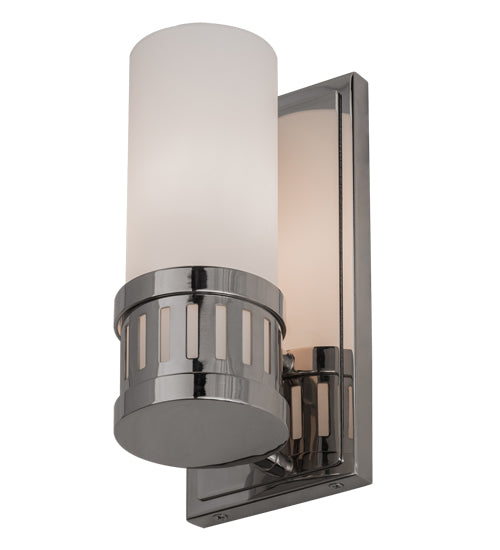 Meyda Lighting Cilindro 4" Polished Nickel Chisolm Wall Sconce With Statuario Idalight Shade Glass