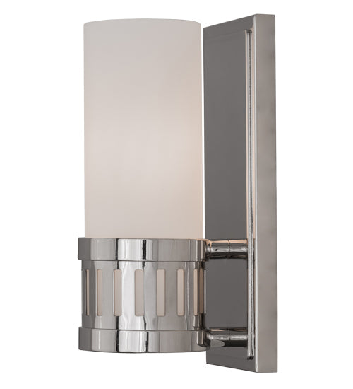 Meyda Lighting Cilindro 4" Polished Nickel Chisolm Wall Sconce With Statuario Idalight Shade Glass