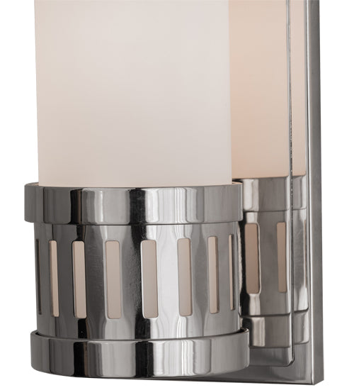 Meyda Lighting Cilindro 4" Polished Nickel Chisolm Wall Sconce With Statuario Idalight Shade Glass