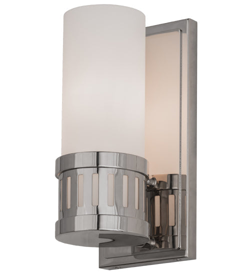 Meyda Lighting Cilindro 4" Polished Nickel Chisolm Wall Sconce With Statuario Idalight Shade Glass