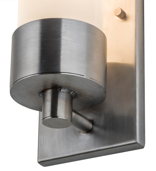 Meyda Lighting Cilindro 4" Stainless Steel Wall Sconce With White Shade Glass