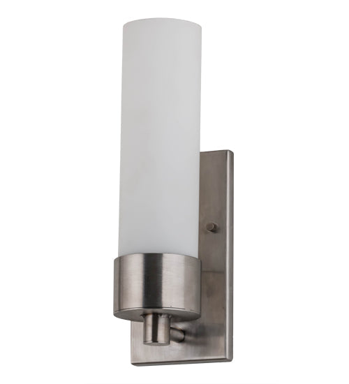 Meyda Lighting Cilindro 4" Stainless Steel Wall Sconce With White Shade Glass