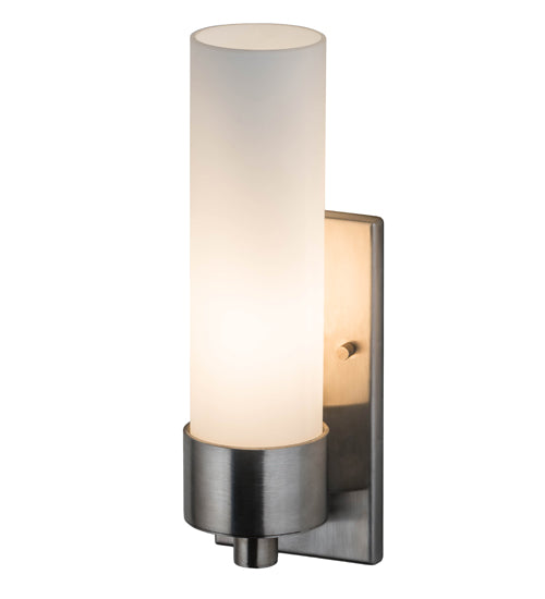 Meyda Lighting Cilindro 4" Stainless Steel Wall Sconce With White Shade Glass