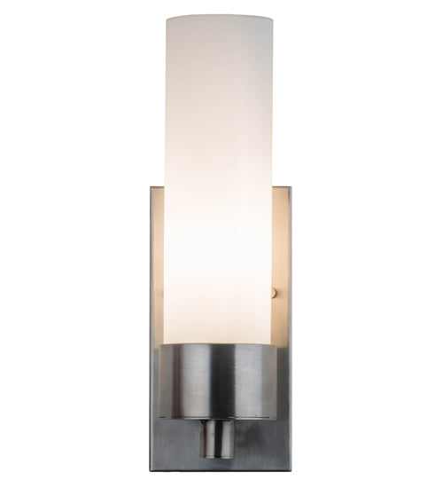 Meyda Lighting Cilindro 4" Stainless Steel Wall Sconce With White Shade Glass
