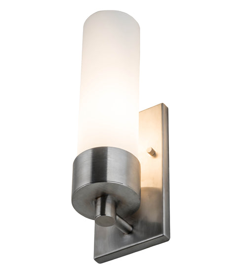 Meyda Lighting Cilindro 4" Stainless Steel Wall Sconce With White Shade Glass