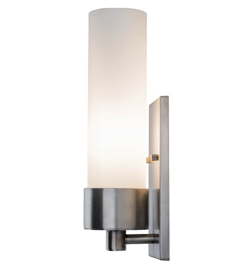Meyda Lighting Cilindro 4" Stainless Steel Wall Sconce With White Shade Glass