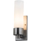 Meyda Lighting Cilindro 4" Stainless Steel Wall Sconce With White Shade Glass