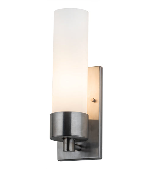 Meyda Lighting Cilindro 4" Stainless Steel Wall Sconce With White Shade Glass