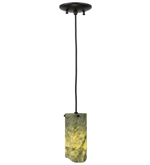 Meyda Lighting Cilindro 4" Textured Black Mini Pendant Light With Green Jadestone Shade