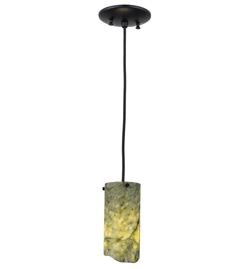 Meyda Lighting Cilindro 4" Textured Black Mini Pendant Light With Green Jadestone Shade