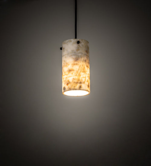 Meyda Lighting Cilindro 4" Textured Black Mini Pendant Light With White Jadestone Shade
