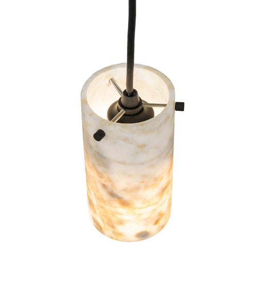 Meyda Lighting Cilindro 4" Textured Black Mini Pendant Light With White Jadestone Shade