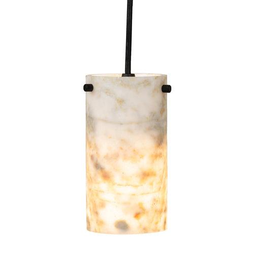 Meyda Lighting Cilindro 4" Textured Black Mini Pendant Light With White Jadestone Shade