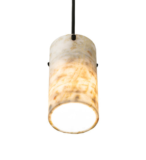 Meyda Lighting Cilindro 4" Textured Black Mini Pendant Light With White Jadestone Shade