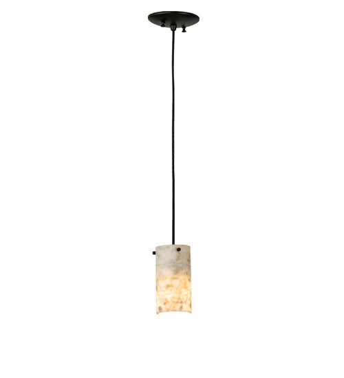 Meyda Lighting Cilindro 4" Textured Black Mini Pendant Light With White Jadestone Shade