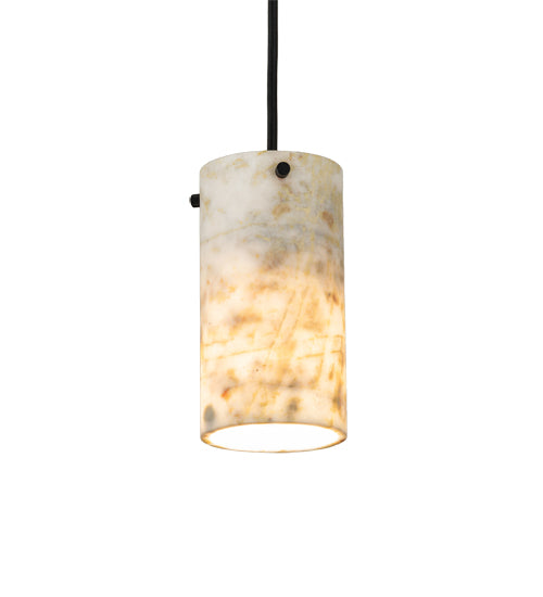 Meyda Lighting Cilindro 4" Textured Black Mini Pendant Light With White Jadestone Shade