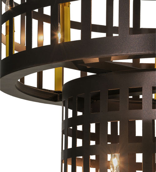 Meyda Lighting Cilindro 40" 12-Light Mahogany Bronze Golpe Pendant Light With Ivory Faux Candlelight