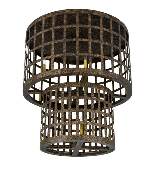 Meyda Lighting Cilindro 40" 12-Light Old Gold Golpe Flush Mount Light