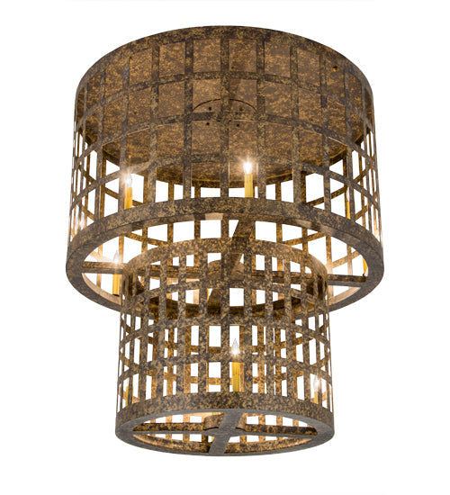 Meyda Lighting Cilindro 40" 12-Light Old Gold Golpe Flush Mount Light