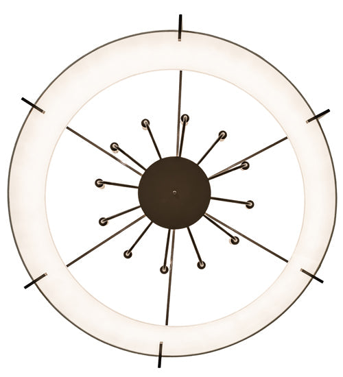 Meyda Lighting Cilindro 40" 12-Light Timeless Bronze Structure Semi-flush Mount Light With Off-White On Styrene Shade