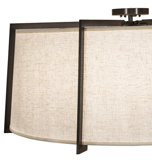 Meyda Lighting Cilindro 40" 12-Light Timeless Bronze Structure Semi-flush Mount Light With Off-White On Styrene Shade