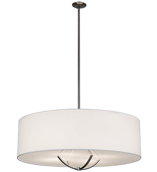 Meyda Lighting Cilindro 40" 4-Light Extreme Chrome Rotunda Pendant Light With White Textrene Shade