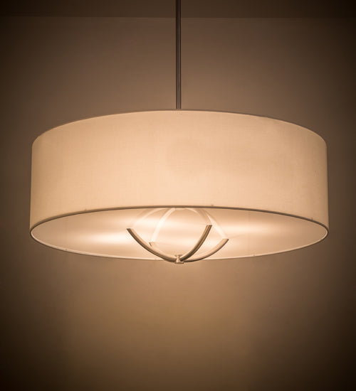 Meyda Lighting Cilindro 40" 4-Light Extreme Chrome Rotunda Pendant Light With White Textrene Shade