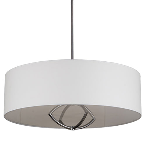 Meyda Lighting Cilindro 40" 4-Light Extreme Chrome Rotunda Pendant Light With White Textrene Shade